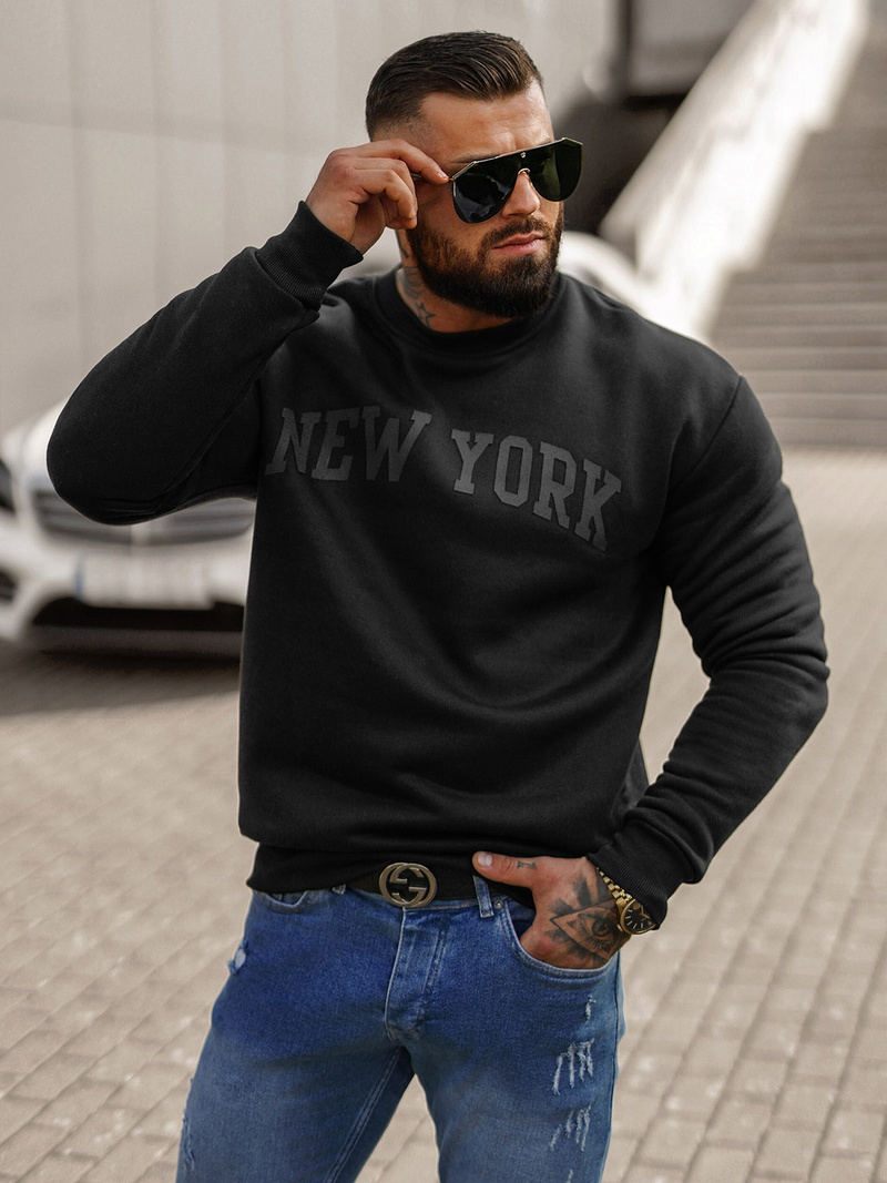 Sudadera de hombre negra OZONEE JS/8B1362/3