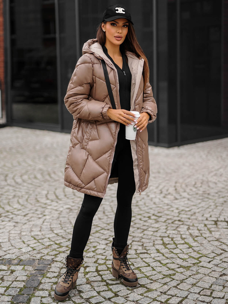 Chaqueta de mujer camel OZONEE JS/5M3189/84Z