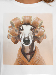 Camiseta de mujer blanco-beige OZONEE JS/YJ77726