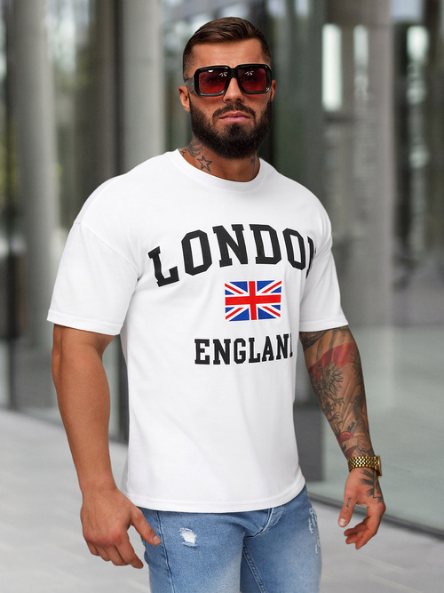 Camiseta de hombre blanco OZONEE JS/8B1373/1