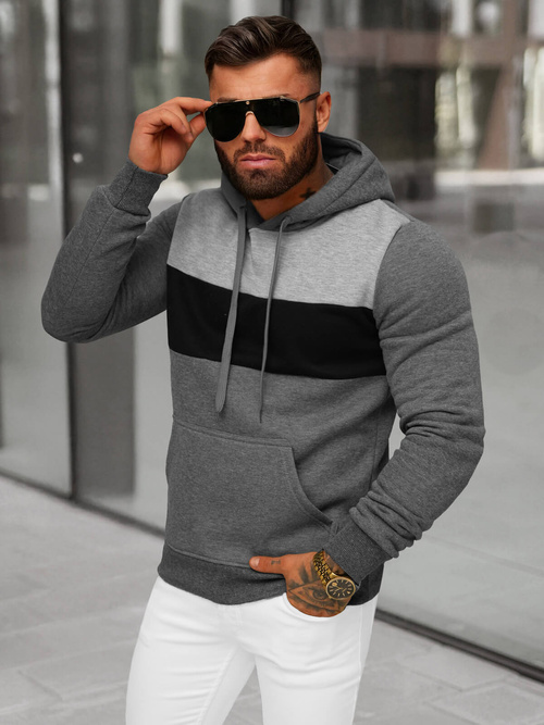 Sudadera de hombre grafito OZONEE JS/8B1312/5