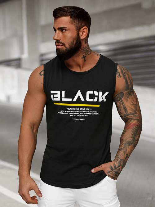 Camiseta sin mangas de hombre negra OZONEE JS/8B1712/3