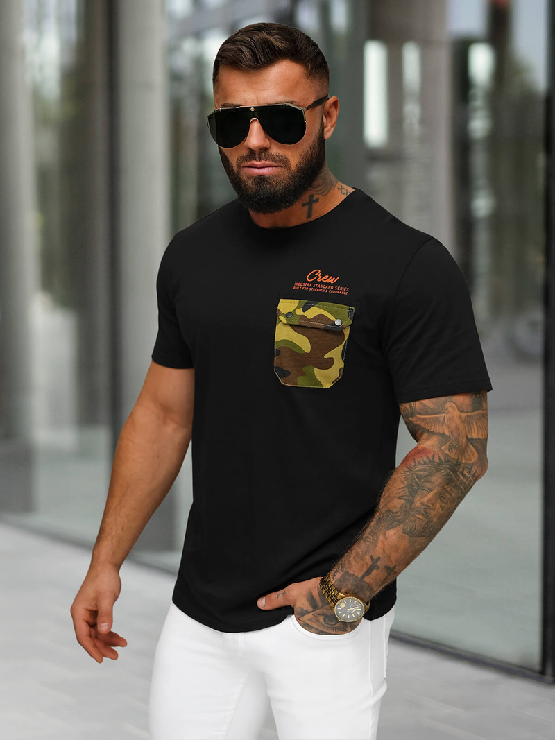 Camiseta de hombre negra OZONEE O/MPO3492