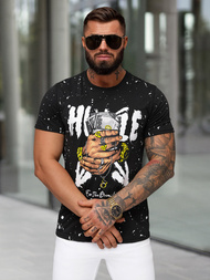 Camiseta de hombre negra OZONEE JS/8B1389/3