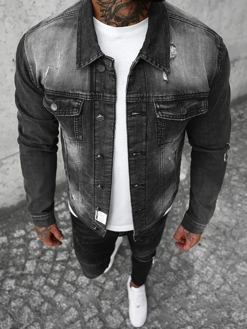 Chaqueta vaquera de hombre negra OZONEE NB/MJ500N