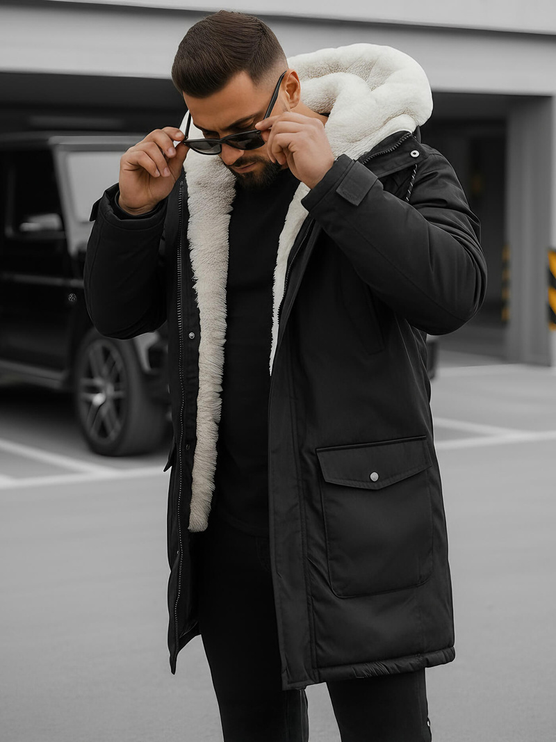 Chaqueta de invierno de hombre negra OZONEE JS/5M120/392Z