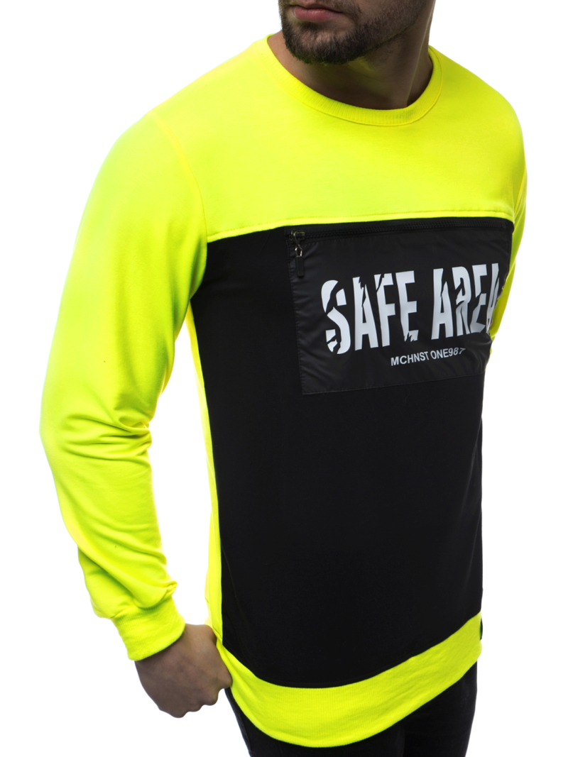 Sudadera de hombre neón amarilla OZONEE MACH/2121