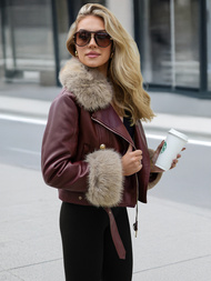 Chaqueta de cuero para mujer burdeos OZONEE JS/61M8512/6