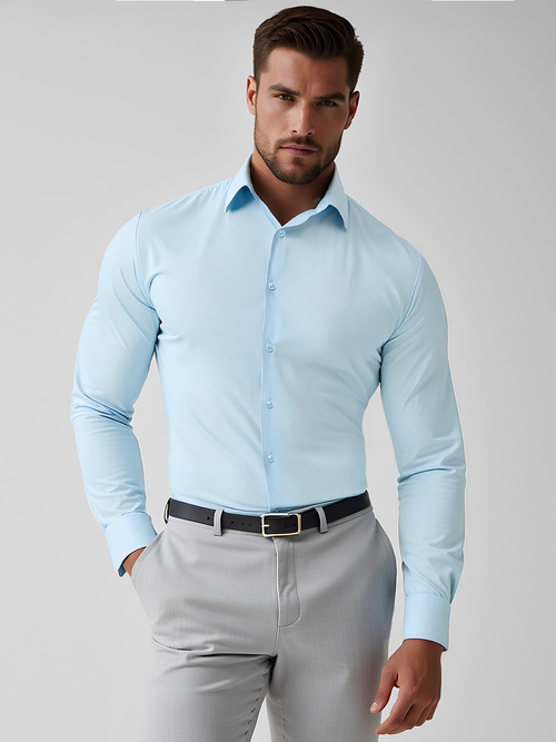 Camisa de hombre azul claro OZONEE O/V59Z