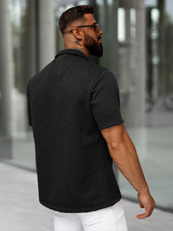 Camisa de hombre con manga corta negra OZONEE O/B2256