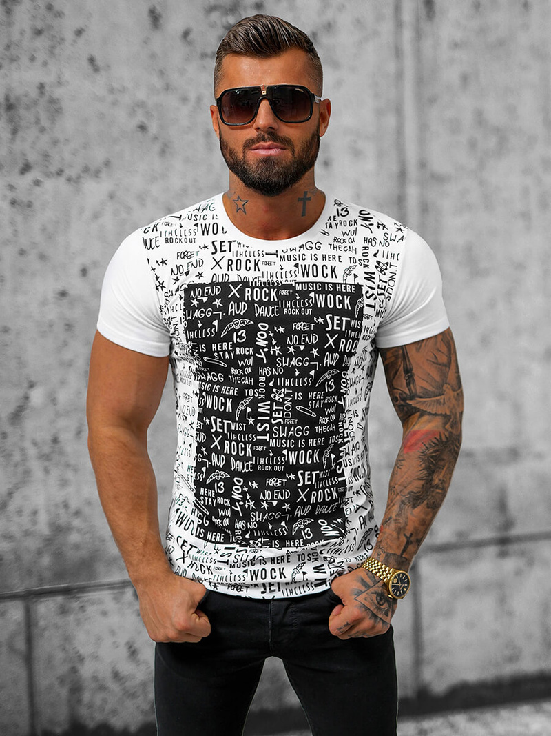 Camiseta de hombre blanca OZONEE O/T122/1Z