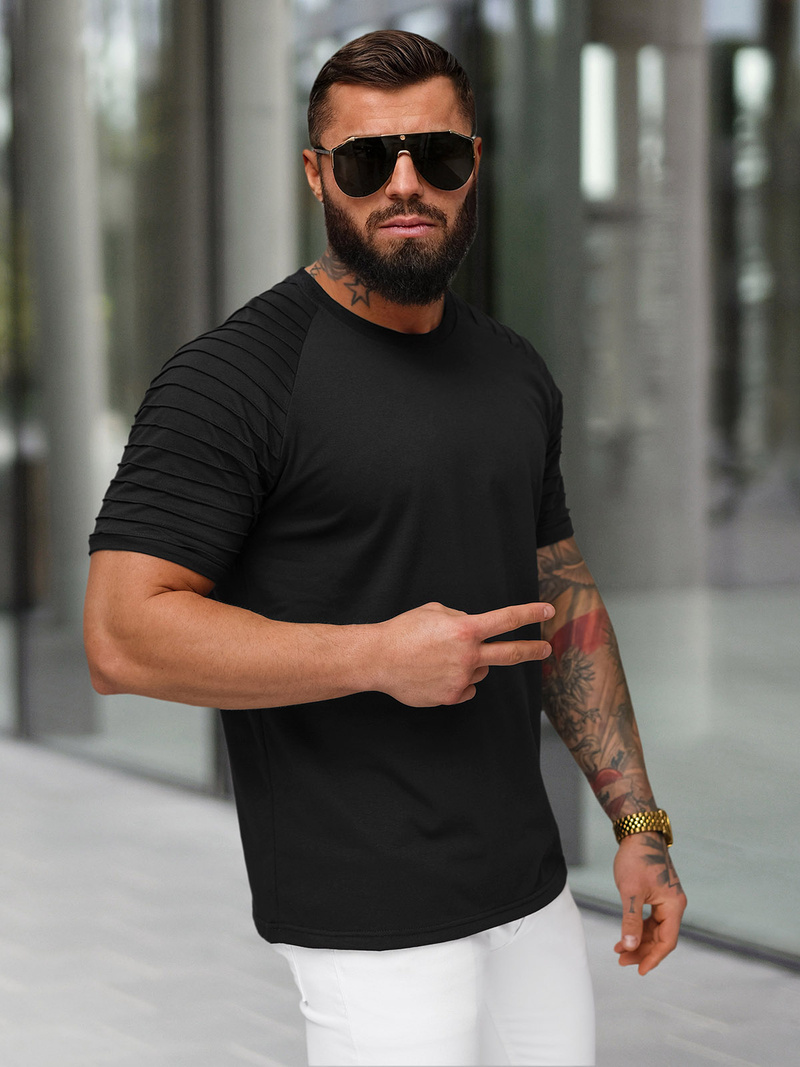 Camiseta de hombre negra OZONEE JS/8T88/3Z