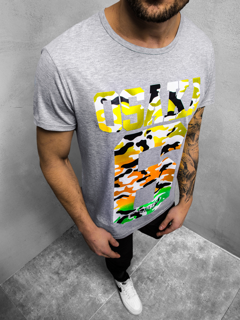 Camiseta de hombre gris OZONEE JS/KS1958Z