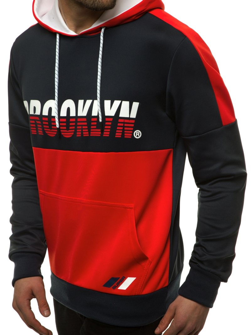 Sudadera de hombre azul marino-rojo OZONEE JS/DD20127