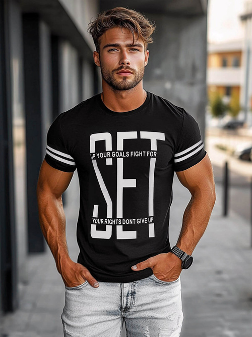 Camiseta de hombre negra OZONEE O/8T1275/3Z