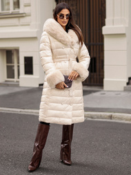 Abrigo de mujer beige OZONEE JS/5M3160/254/BZ