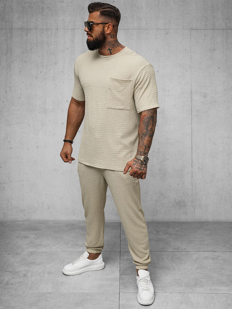 Camiseta de hombre beige OZONEE O/Y960T