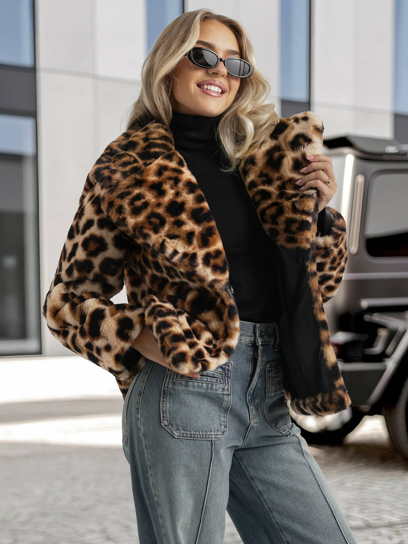 Chaqueta de mujer beige-marrón OZONEE JS/61M8500/158