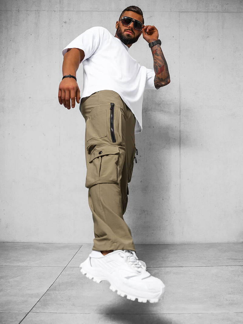 Pantalón de hombre beige oscuro OZONEE O/PS5527