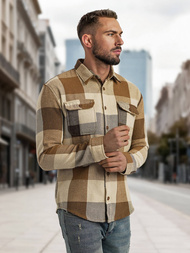 Camisa de hombre camel OZONEE NB/MC728K