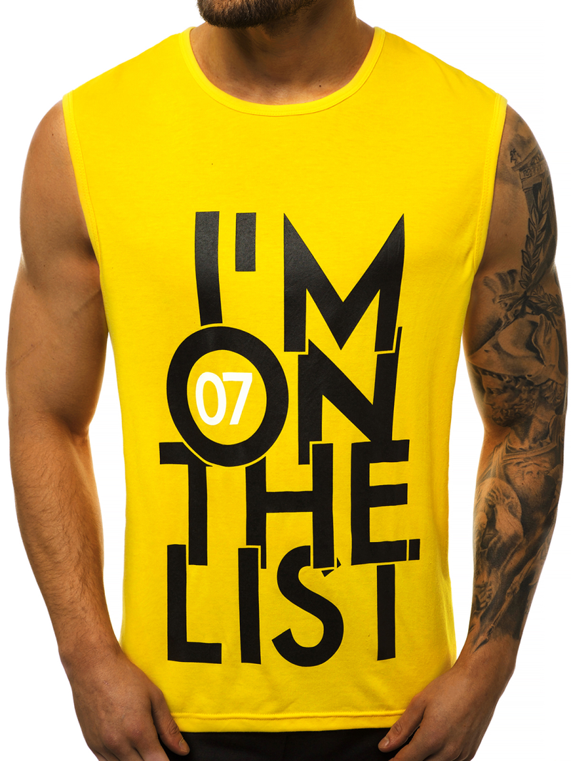 Camiseta sin mangas de hombre amarillo OZONEE JS/KS2078
