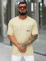 Camiseta de hombre beige OZONEE O/QQ1185