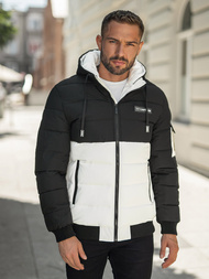 Chaqueta de invierno de hombre negro-blanca OZONEE JS/31M5083/281