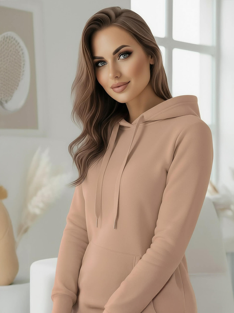 Sudadera de mujer beige oscuro OZONEE JS/YS10003/91Z