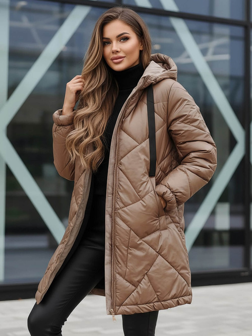 Chaqueta de mujer camel OZONEE JS/5M3189/84Z