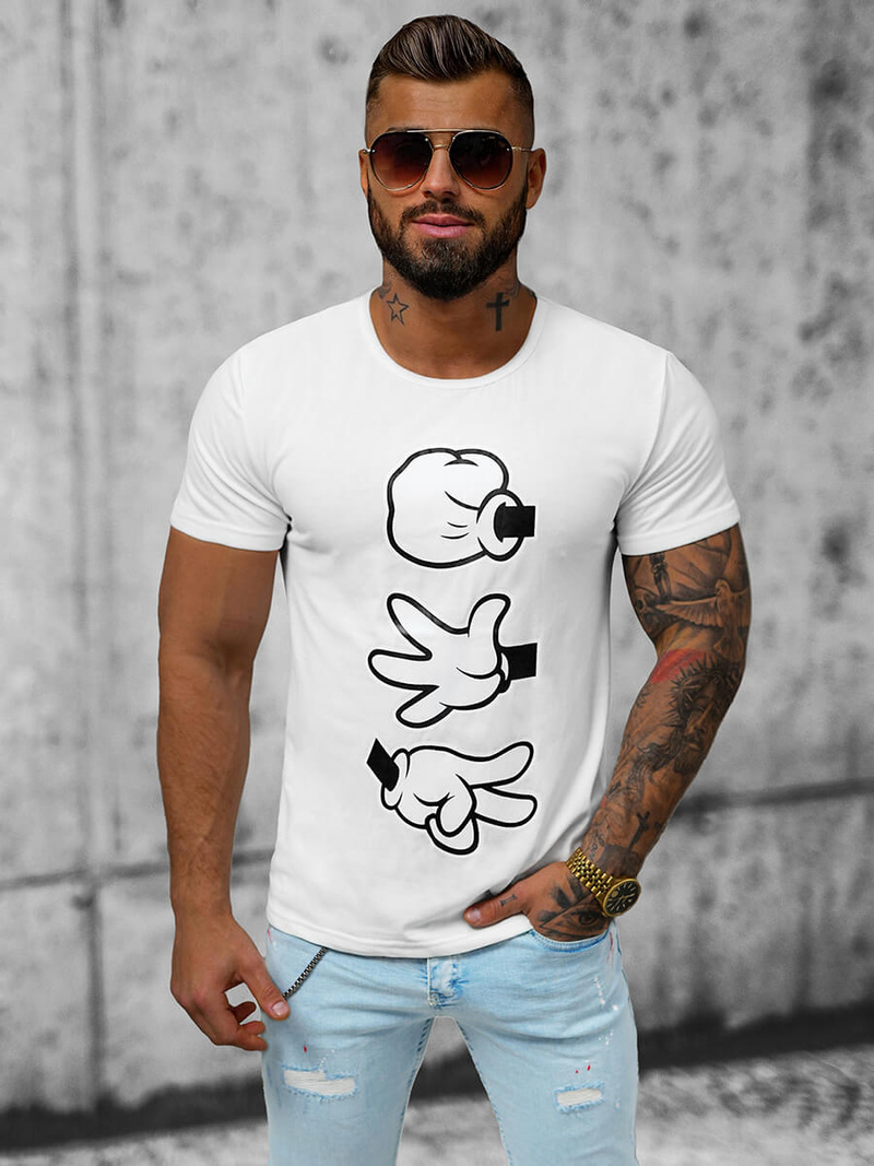 Camiseta de hombre blanco OZONEE JS/KS1997Z