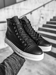 Sneakers altas de hombre negro-blancos OZONEE W/034