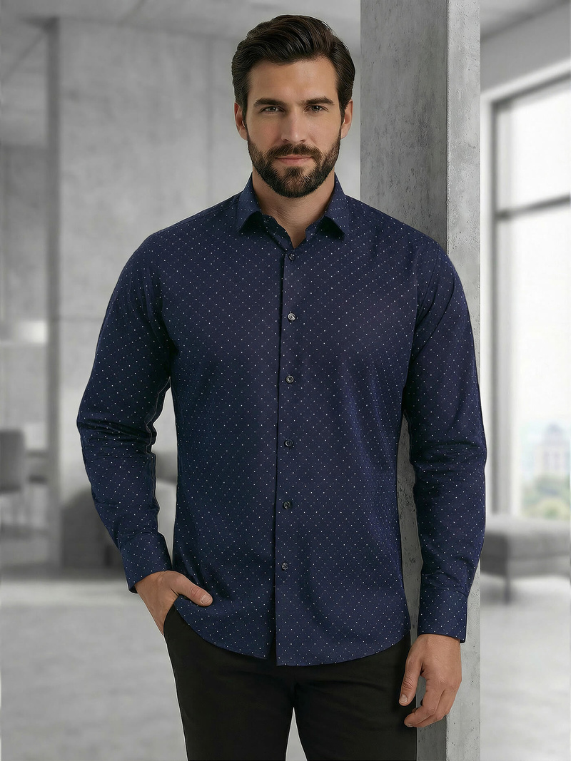 Camisa de hombre azul marino OZONEE V/V183Z
