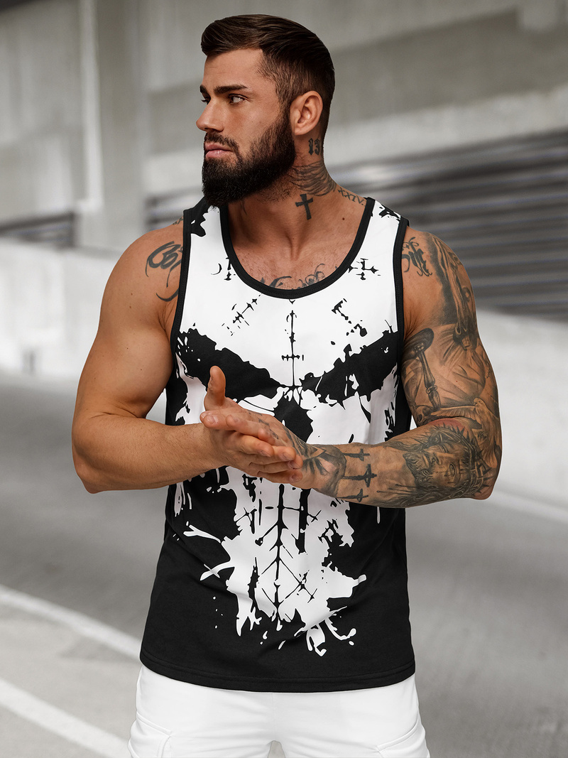 Camiseta sin mangas de hombre negra OZONEE JS/8B1708/3Z