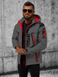 Chaqueta softshell de hombre gris-rojo OZONEE JS/HH025/2BZ