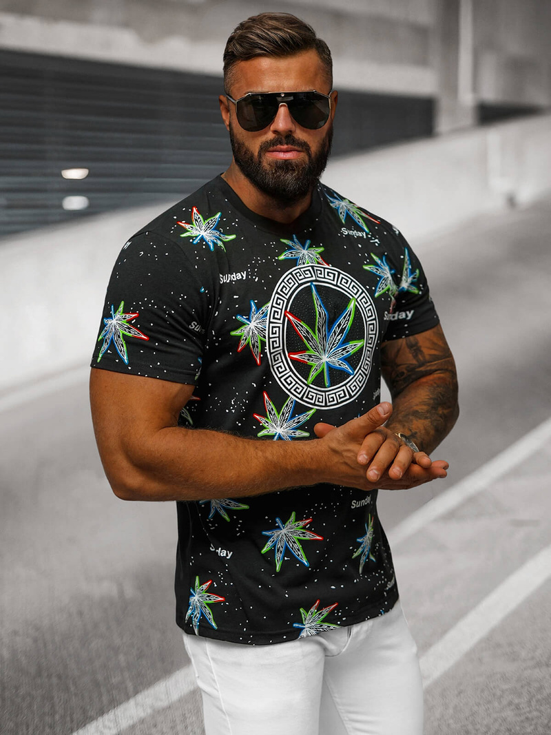 Camiseta de hombre negra OZONEE O/T136/3