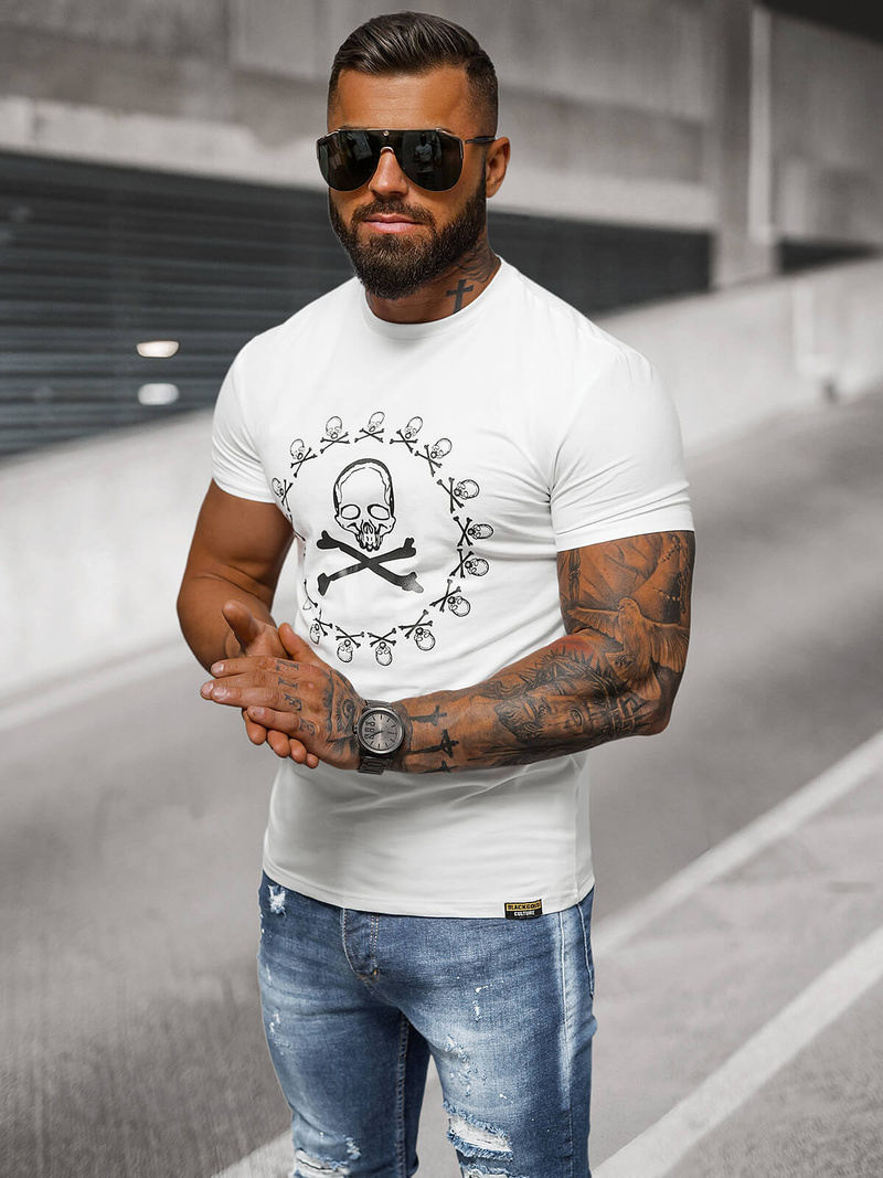 Camiseta de hombre blanco OZONEE NB/MT3068