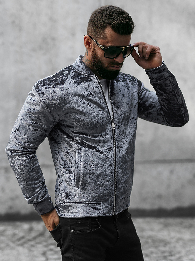 Sudadera velour de hombre gris OZONEE O/D8120