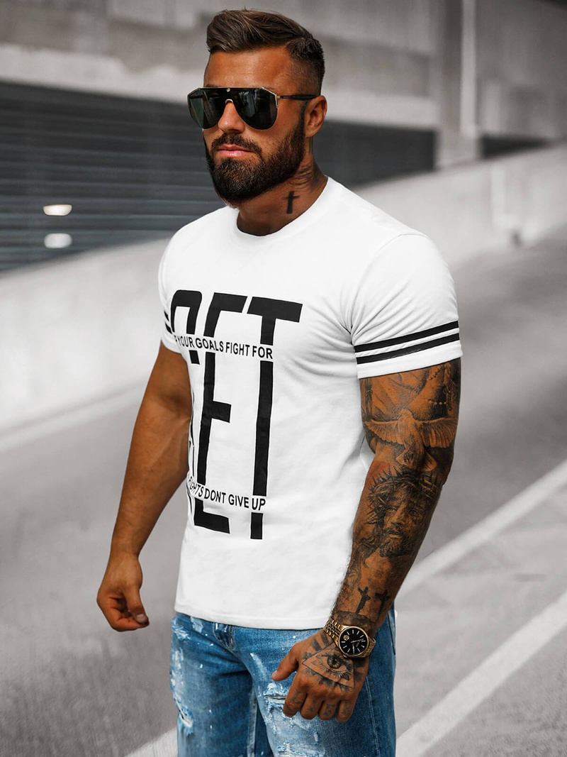 Camiseta de hombre blanca OZONEE O/8T1275/1