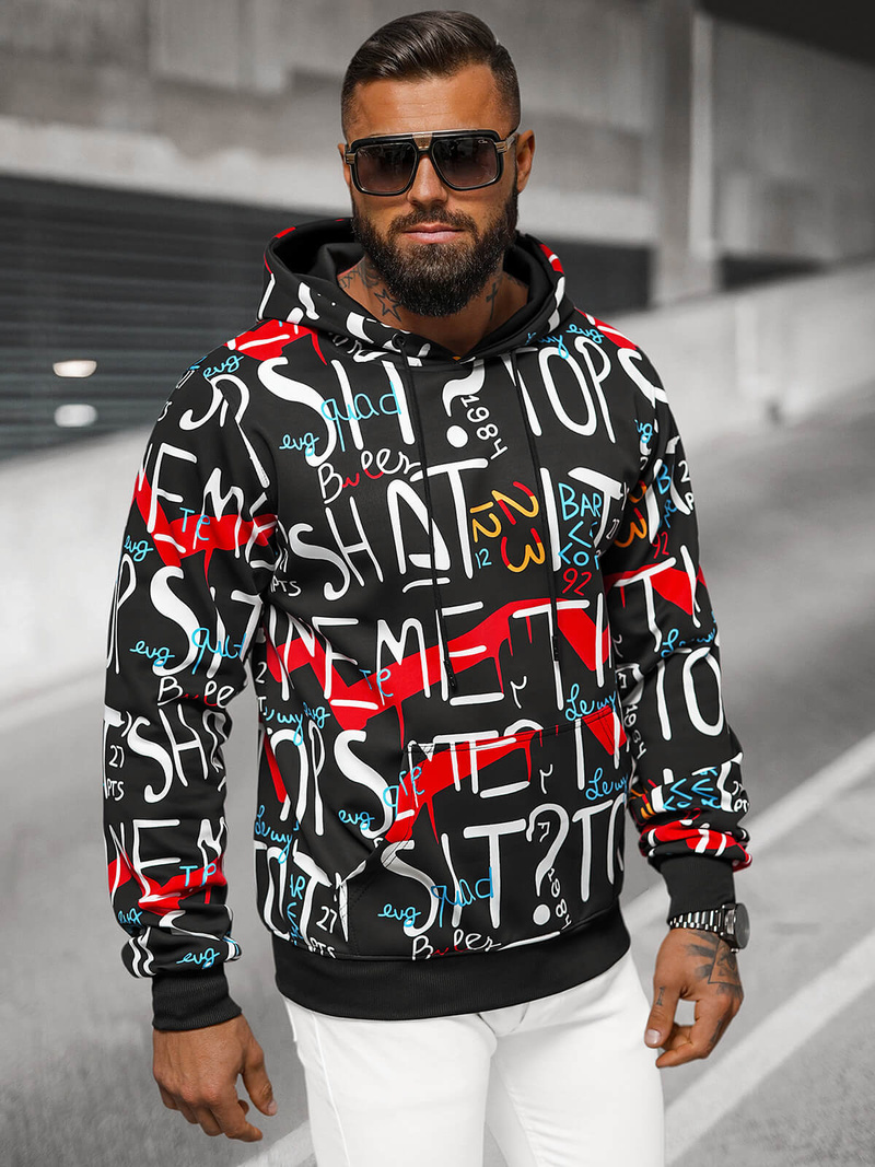 Sudadera de hombre negra OZONEE JS/8B1233/3