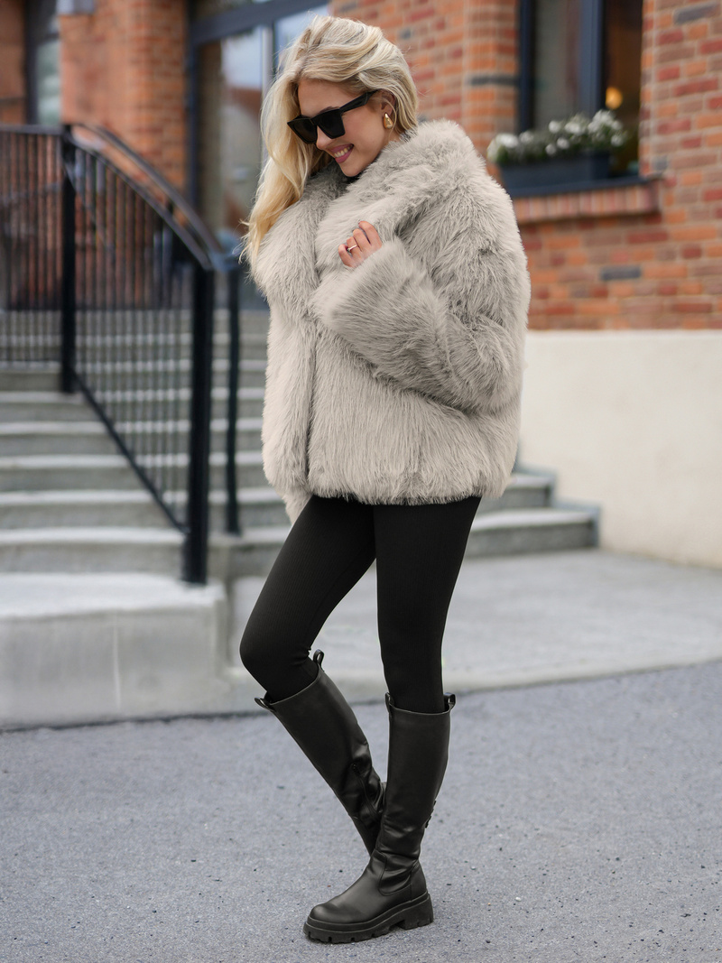 Chaqueta de mujer gris-beige OZONEE JS/61M8515/92