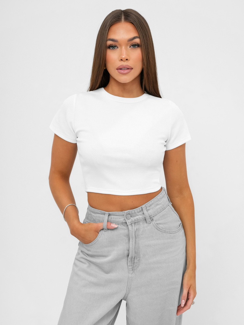 Camiseta de mujer blanco OZONEE JS/96T666/1