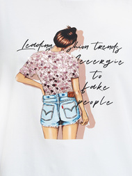 Camiseta de mujer blanco OZONEE JS/95T2573/1