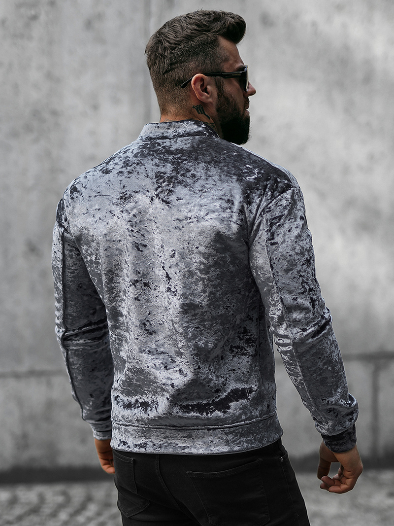 Sudadera velour de hombre gris OZONEE O/D8120