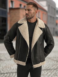 Chaqueta de cuero de hombre negra OZONEE JS/11Z8273