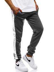 Pantalón de chándal de hombre grafito blanco OZONEE JS/JZ11006