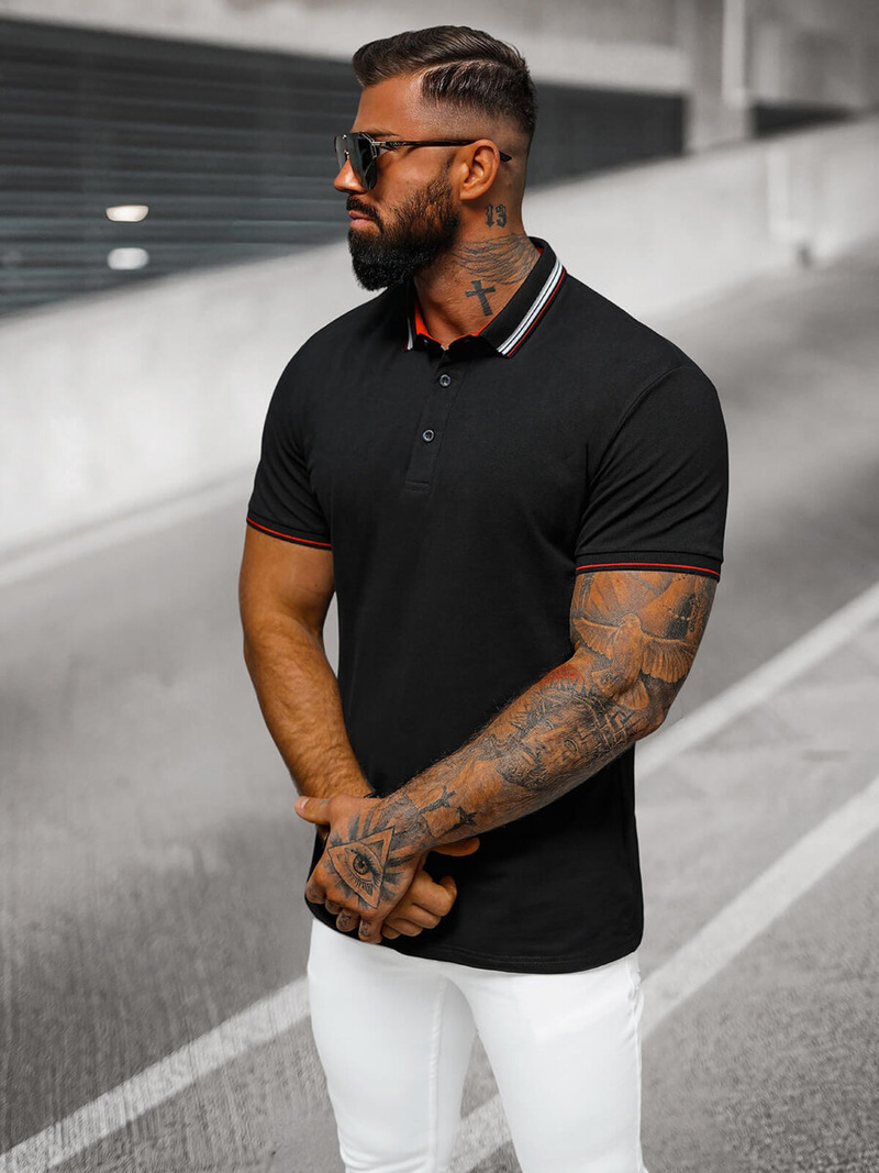 Polo de hombre negro OZONEE O/DA729