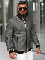 Chaqueta de cuero de hombre grafito OZONEE JS/11Z8107