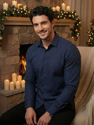 Camisa de hombre azul marino OZONEE V/V183Z