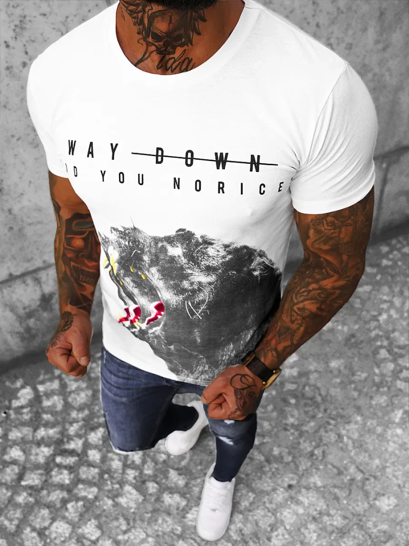 Camiseta de hombre blanco OZONEE O/1298Z