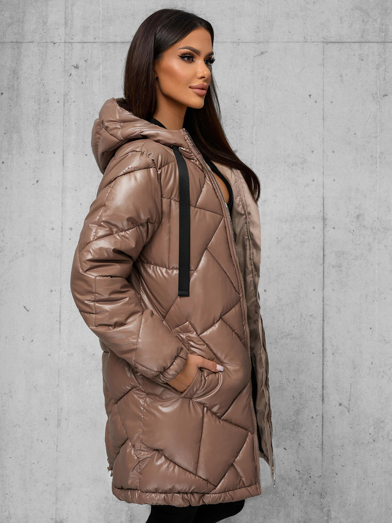 Chaqueta de mujer camel OZONEE JS/5M3189/84Z